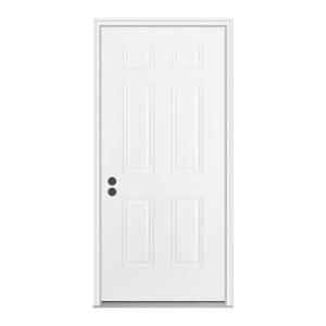 JELD WEN Premium 6 Panel Primed White Fiberglass Entry Door A13518