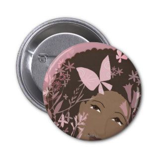 African American woman with flowers Pin