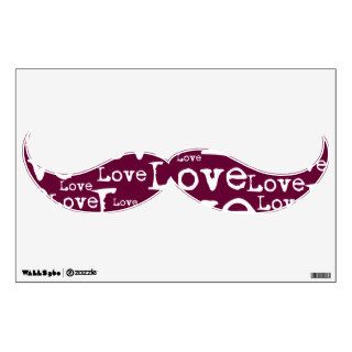 White and Eggplant Love Text Mustache Wall Decal