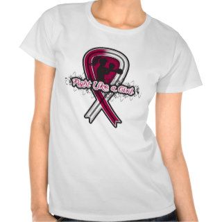 Throat Cancer Fight Like A Girl   Fighter Ribbon.p T shirt
