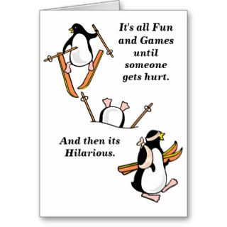 Funny Customizable Skiing Gone Wrong Greeting Cards