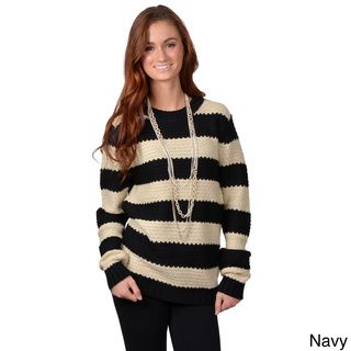 Journee Collection Women's Long Sleeve Striped Knit Sweater Journee Collection Juniors' Sweaters
