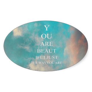 Teal Sky Blue Love Quote Oval Sticker