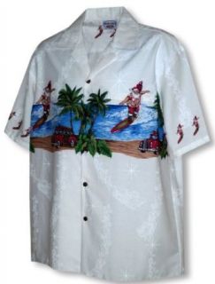 Santa Surfing Christmas Hawaiian Shirt (L, White) at  Mens Clothing store Button Down Shirts
