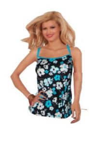 It Figures Swimwear C Cup & Up Flower Flow Swimsuit Top (16, Black/Turquoise, Top ONLY)