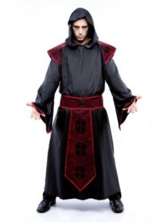 Mens Plus Size Theatre Costumes Gothic Priest Costume Goth Hooded Robe Sizes XX Large Clothing