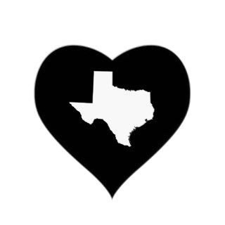 Texas in White and Black Heart Stickers