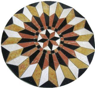 Tile Floor Medallion Marble Mosaic Star Rojo Alicante Design 36"    