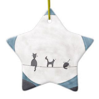 Kitties by Moonlight Christmas Tree Ornaments