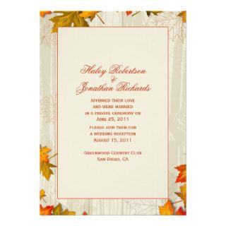 Autumn Fall Leaves After Wedding Celebration Announcement