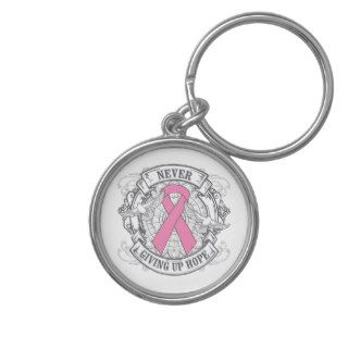 Breast Cancer Never Giving Up Hope Key Chain