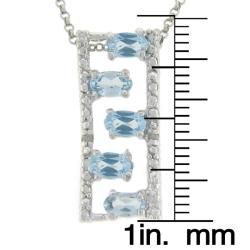 Dolce Giavonna Sterling Silver Blue Topaz and Diamond Accent Ladder Necklace Dolce Giavonna Gemstone Necklaces