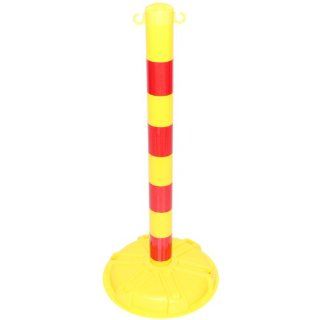 Accuform Signs PRC447YLRR Blockade High Density Polyethylene Stanchion Post, 3" Diameter x 38" Height, Yellow with Reflective Red Stripe Industrial Safety Chain Barriers
