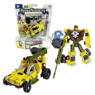 Hasbro Year 2005 Transformers Cybertron Series Scout Class 4 Inch Tall Robot Action Figure   Decepticon SWINDLE with Sniper Rifle and Earth Planet Cyber Key (Vehicle Mode Dune Buggy) Toys & Games