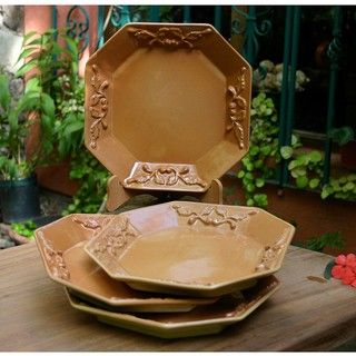 Octagonal Terracotta Plates (Set of 4) (Mexico) Dinnerware