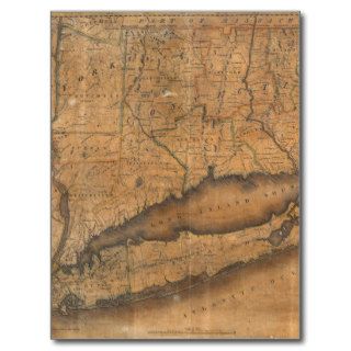 Vintage Map of Long Island and Connecticut (1815) Post Card