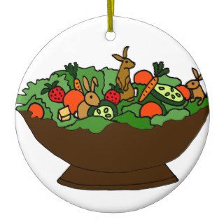 Funny Rabbits in a Salad Art Christmas Ornaments