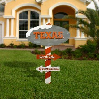 NCAA Texas Longhorns Wooden North Pole Sign   Burnt Orange/White   Ornament Hanging Stands