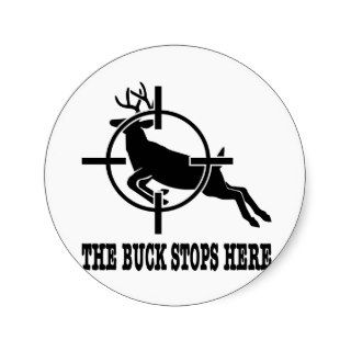 White Buck Stops Here Deer Scope Round Sticker