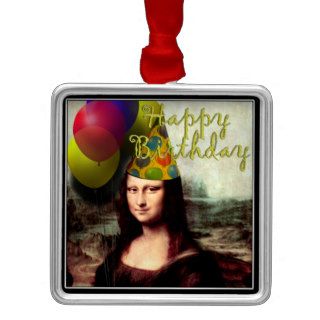 Happy Birthday Mona Lisa Christmas Tree Ornament