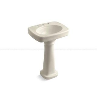 KOHLER Bancroft 8 in. Pedestal Bathroom Sink Combo in Almond K 2338 8 47