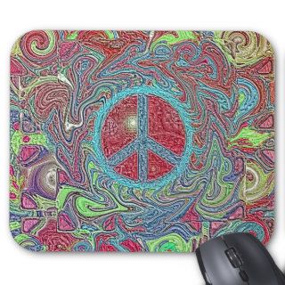 Psychedelic Groovy Trippy Peace Sign Mousepad