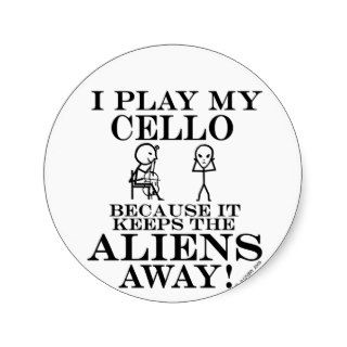 Keeps Aliens Away Cello Round Stickers