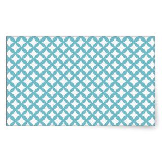 Blue Caracao And White Seamless Mesh Pattern Rectangle Stickers