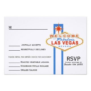 Las Vegas Sign Wedding Response Card (with menu) Invitation