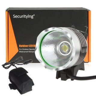 SecurityIng� Waterproof Super Bright CREE XM L T6 1200Lm 3 Models White LED Bike Lamp, Cree LED Headlight, Solid Bicycle Light and Powerful Headlamp with Battery Pack Set For Outdoor Hiking, Riding, Camping and Other Activites  Sports & Outdoors