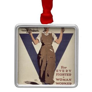 For Every Fighter a Woman Worker Christmas Tree Ornaments