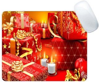 Merry Christmas Gifts and Candles Red and Gold Mouse pad Computers & Accessories