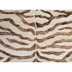 nuLOOM Handmade Zebra Brown Wool/ Faux Silk Highlights Rug (8'6 x 11'6) Nuloom 7x9   10x14 Rugs