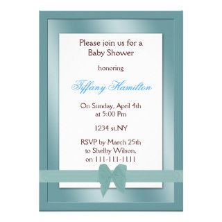 elegant mod blue bow Baby shower Invitation