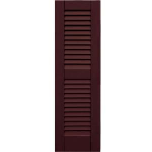 Winworks Wood Composite 12 in. x 40 in. Louvered Shutters Pair #657 Polished Mahogany 41240657