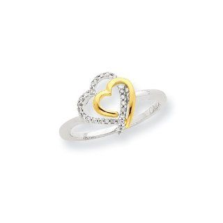 14K Two tone Diamond Heart Fashion Ring Diamond quality AA (I1 clarity, G I color) Jewelry