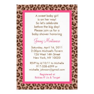 Sassy Pink Leopard Print Baby Shower Invitations