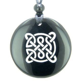 Life Protection Celtic Shield Knot Amulet Black Onyx Magic Gemstone Circle Spiritual Powers Pendant Necklace Best Amulets Jewelry