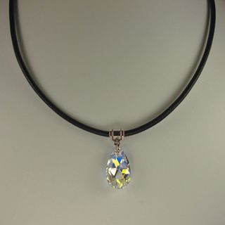 Jewelry by Dawn Crystal Aurora Borealis Pear Greek Leather Necklace Jewelry by Dawn Necklaces