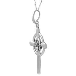 Tressa Sterling Silver Diamond Chip Celtic Cross Claddagh Necklace Tressa Diamond Necklaces