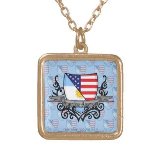 Argentine American Shield Flag Personalized Necklace