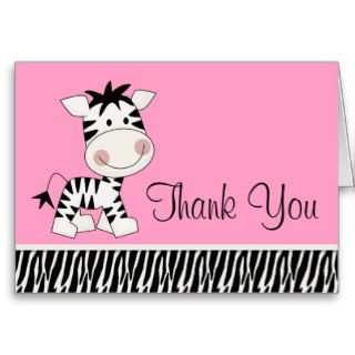 Cute Pink Zebra Thank You Cards