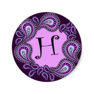 Purple Paisley Alphabet Sticker H