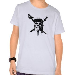 Black and White Pirate Skull and Swords T Shirts