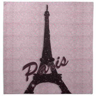 Girly Pink & Black Paris Eiffel Tower Printed Napkins