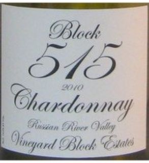 Block 515 Russian River Chardonnay 2010 750ML Wine