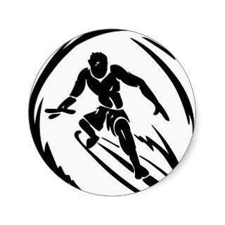 extreme_sport_003 SURFING DUDE TATTOO TRIBAL Round Sticker