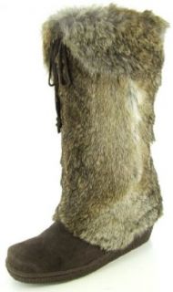 Bearpaw Womens Rabbit Fur Boot   Style 467 Elise (8, Chocolate) Shoes