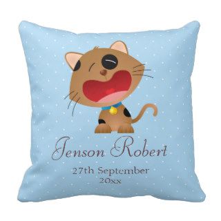 Crying Cartoon Kitten New Baby Boy Pillow