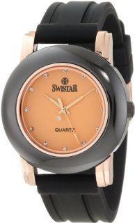 Swistar Women's 451 47L Swiss Quartz Scratch Resistant Ceramic and Rose Gold Plated Stainless Steel Dress Watch Watches